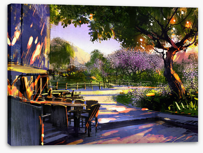 Dappled sunlight cafe