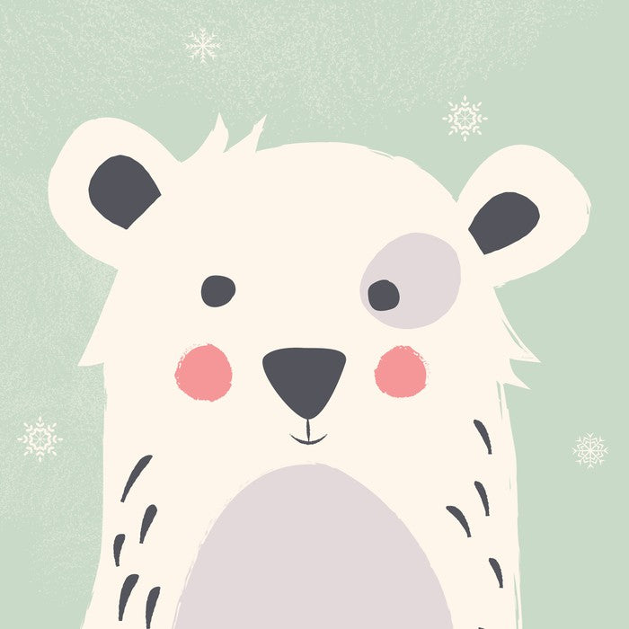 Polar bear with snowflakes