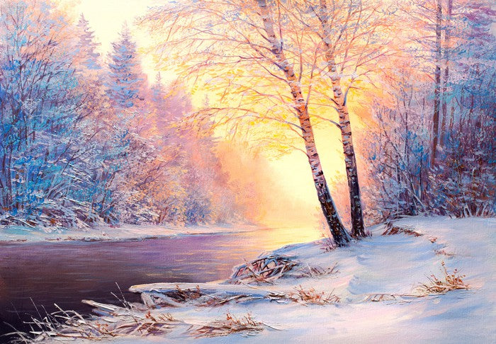 Winter river sunlight