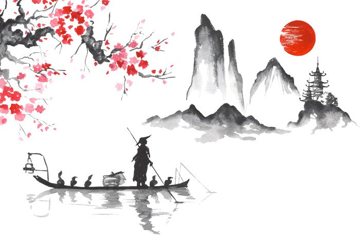 Blood moon and mountain