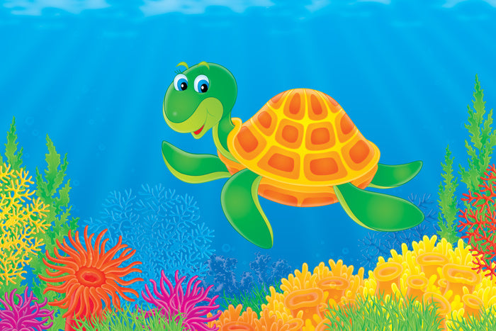 Green turtle grin