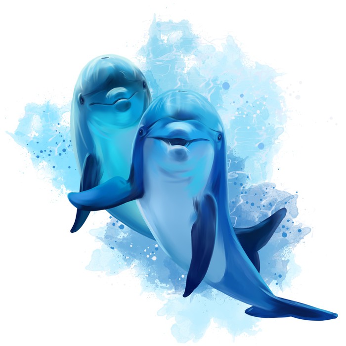 Two blue dolphins