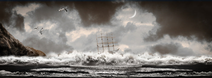 Shipwreck storm panorama