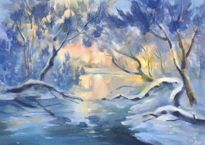 Snowy river dusk