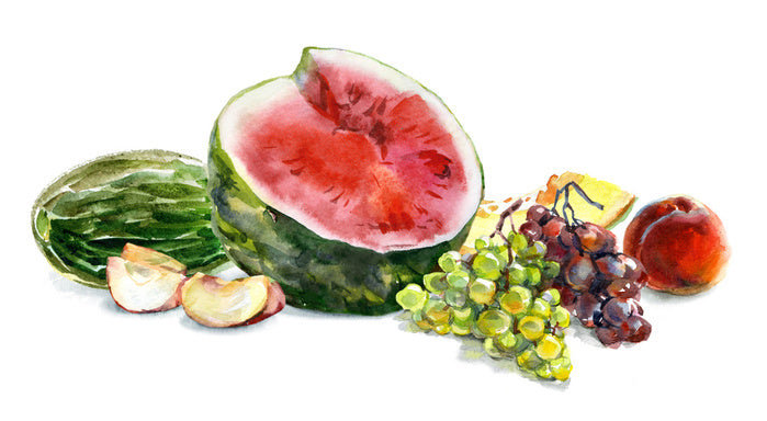 With the watermelon