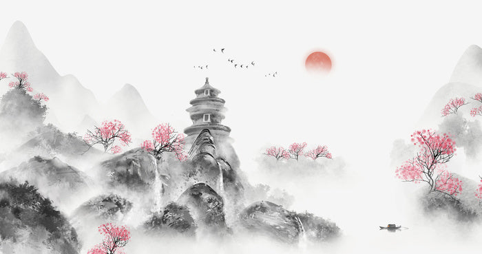 Spring sunrise pagoda