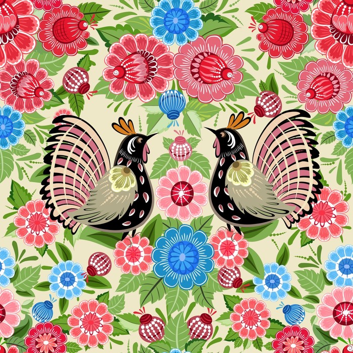 Birds and buds khokhloma