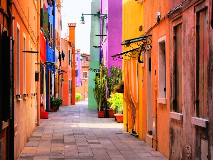 Colourful street in Burano
