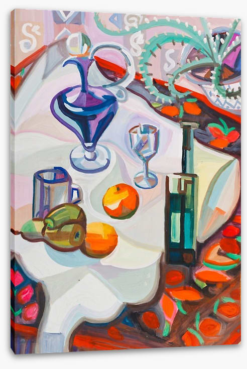 Still life with violet decanter