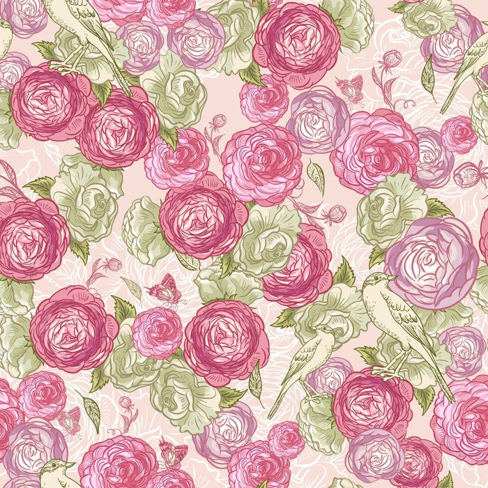 Vintages roses and birds