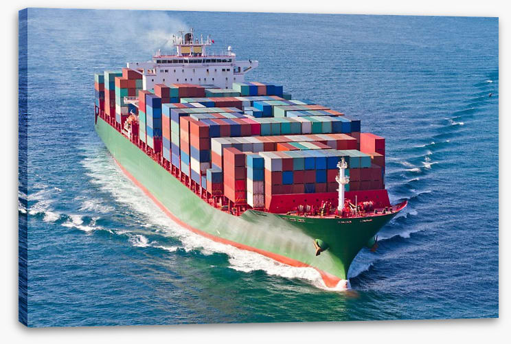 Cargo ship departs