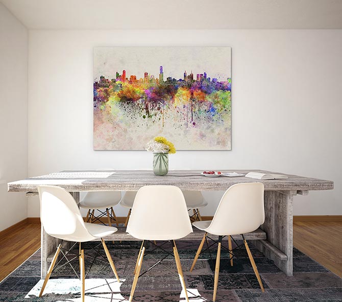 Melbourne skyline watercolour