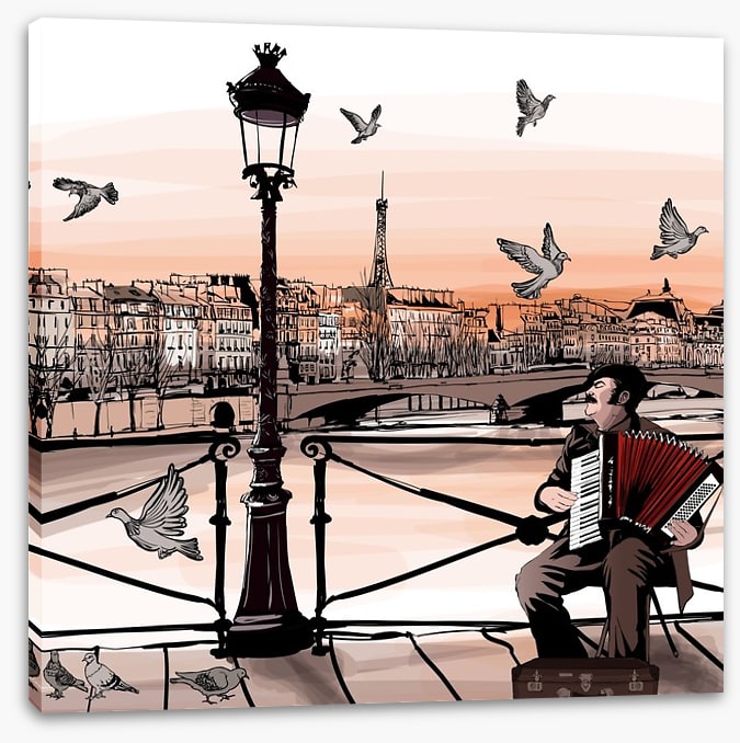 Accordionist playing in Paris