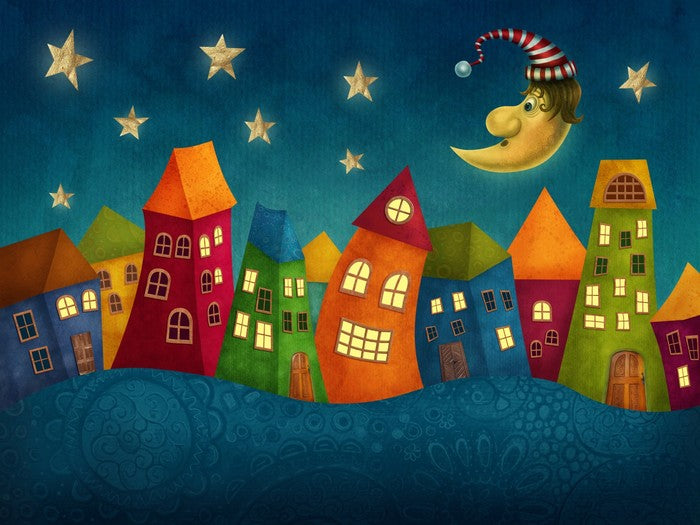 Night in the colourful town