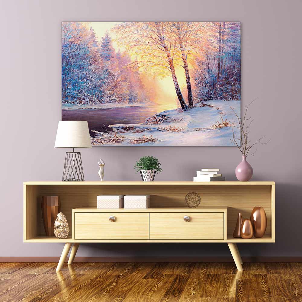 Winter river sunlight