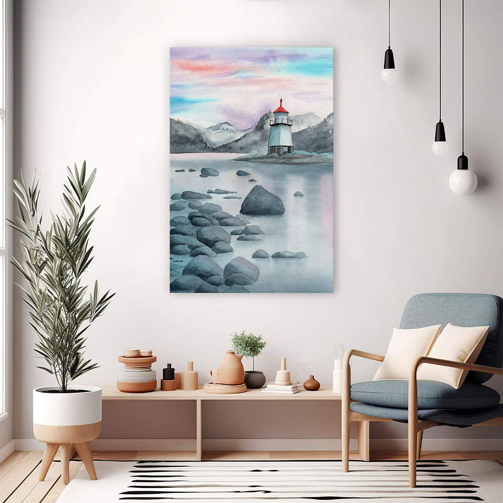 Rocky shore lighthouse
