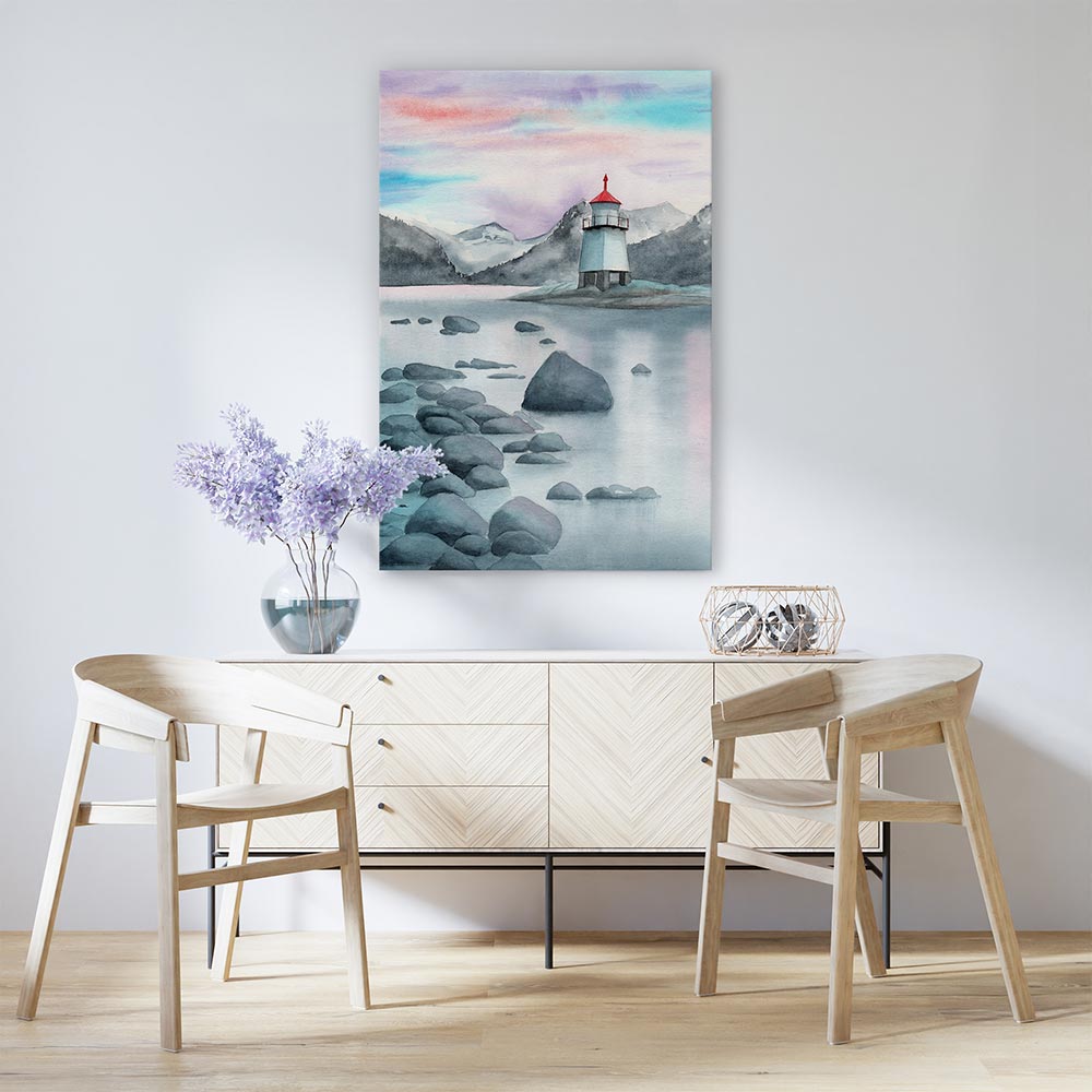 Rocky shore lighthouse