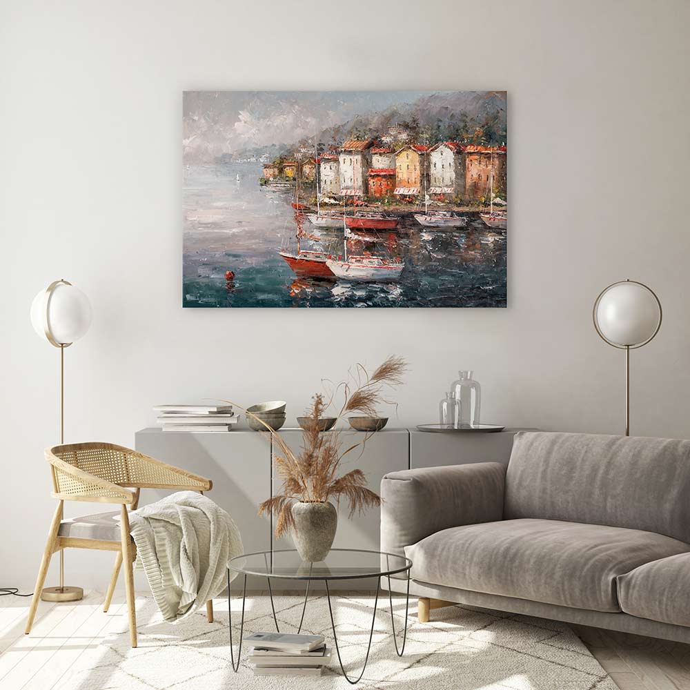 Stormy harbour sailboats