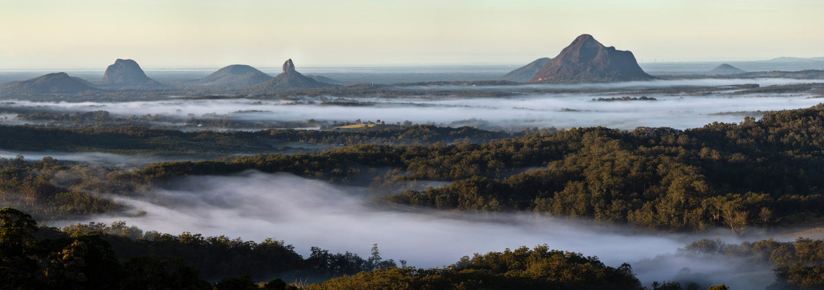Glasshouse Mountains panorama