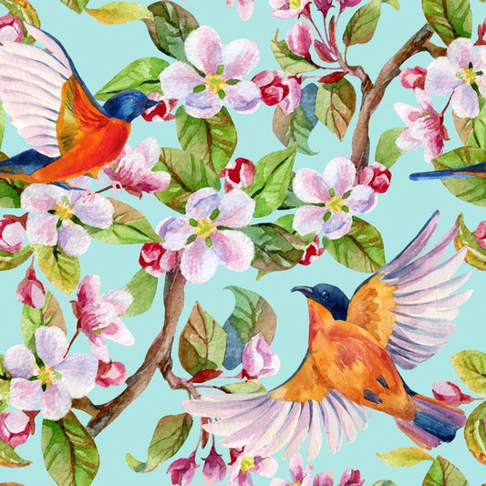 Apple blossom birds