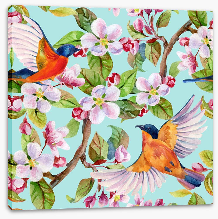 Apple blossom birds