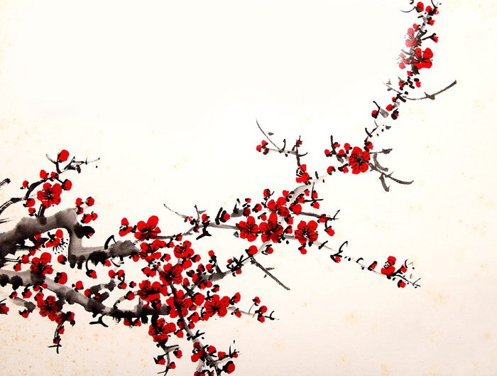 Red blossom branch