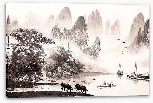 At the misty lake