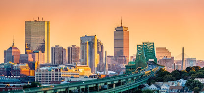 Boston bridge sunset