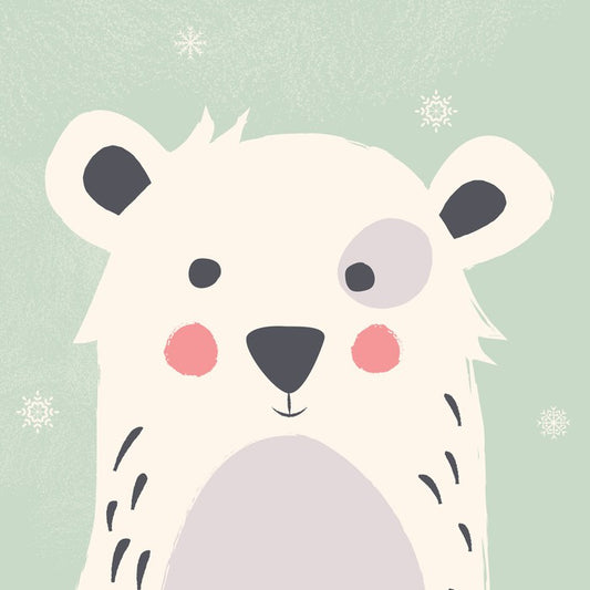 Polar bear with snowflakes