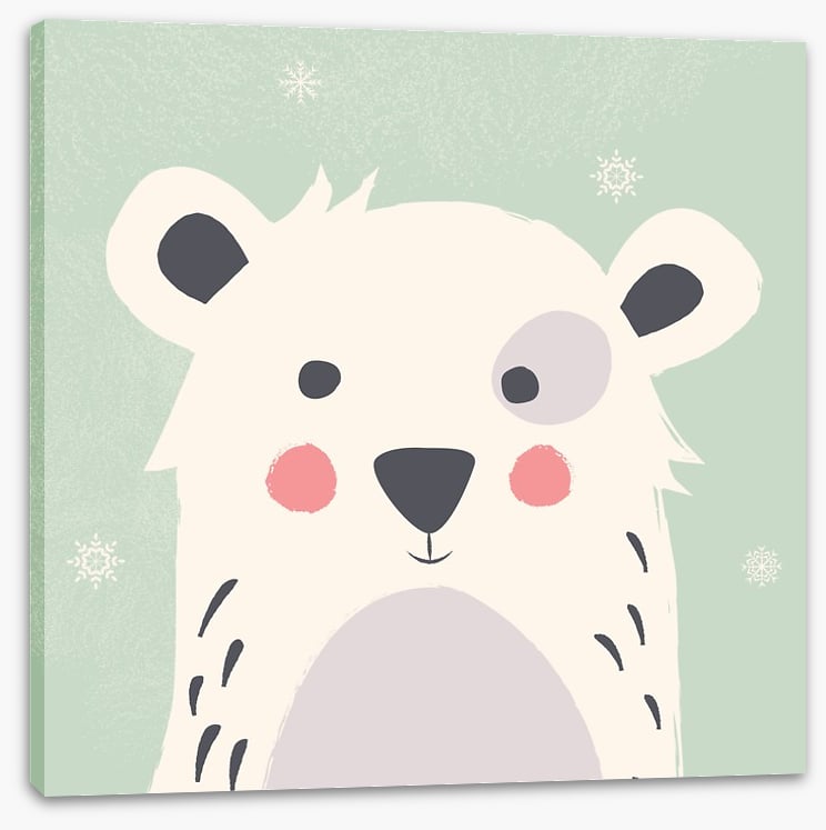 Polar bear with snowflakes