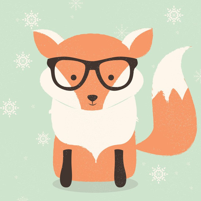 Orange fox with snowflakes