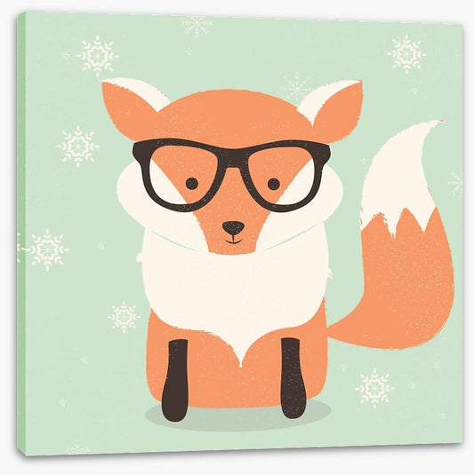 Orange fox with snowflakes
