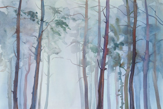 Foggy forest watercolour