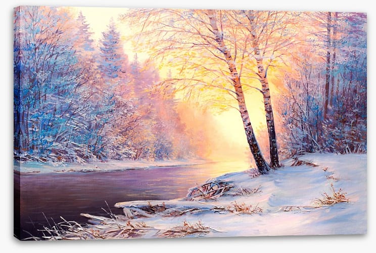 Winter river sunlight