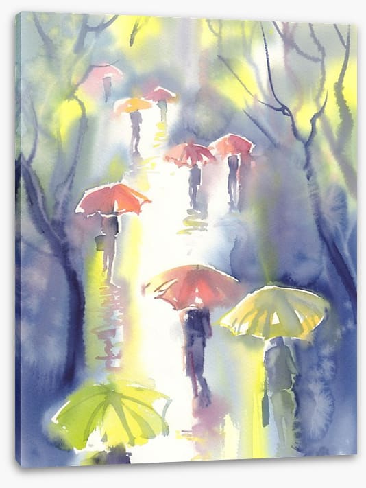 Umbrellas in the rain