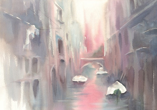 Canal in the morning mist