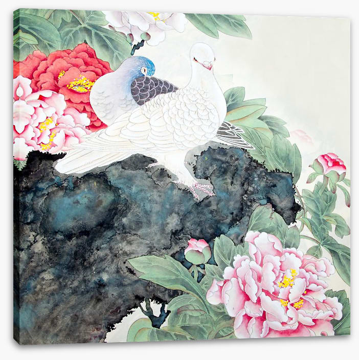 Two peony birds