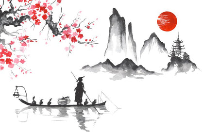 Blood moon and mountain