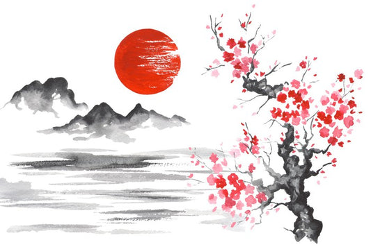 Blood moon and blossom
