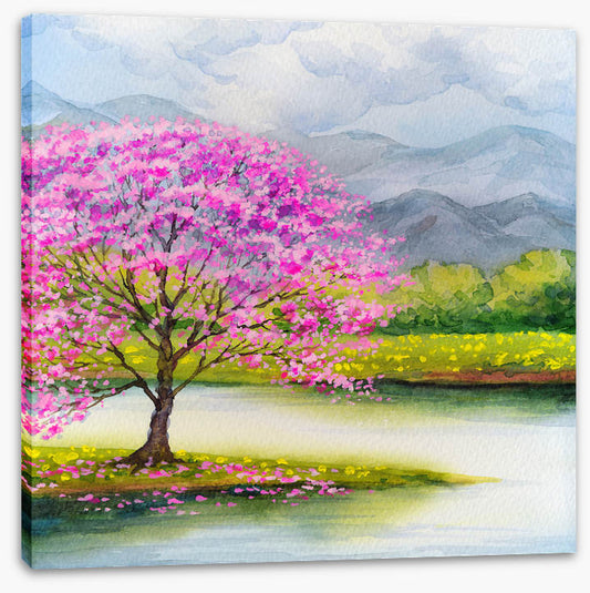 Pink blossom lake