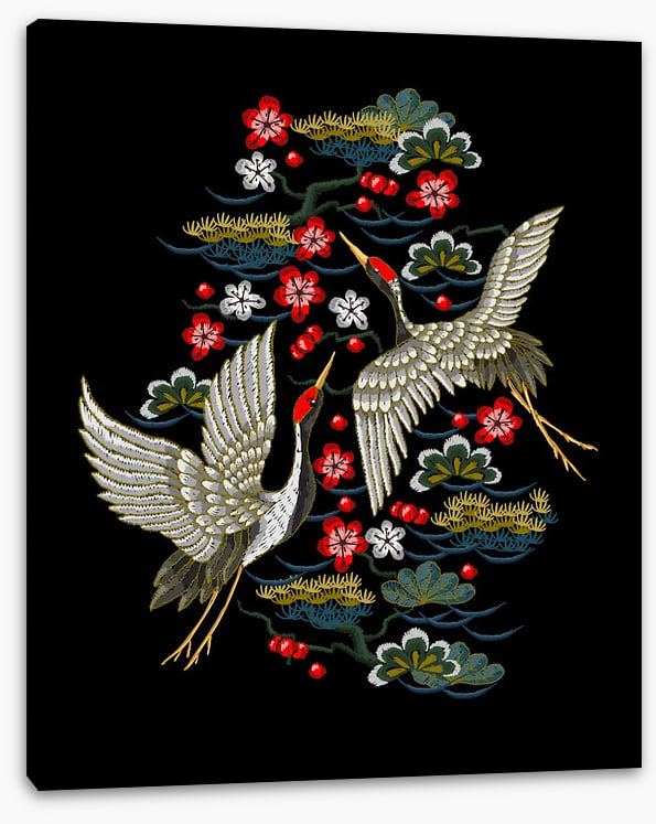 Red flower cranes
