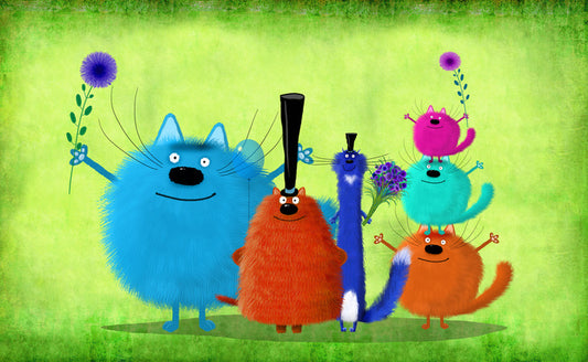 Colourful cats