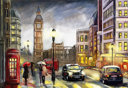 Dusk falls in London