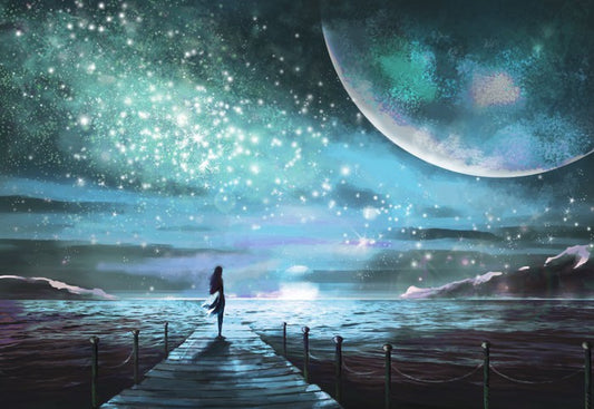 On the moonlit pier