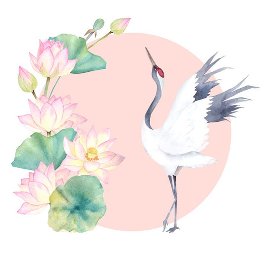 Pink lotus crane
