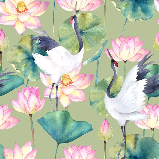 Cranes and lotus