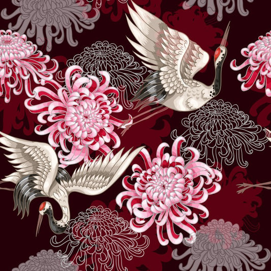 Cranes and chrysanthemums