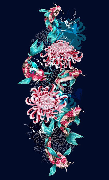 Koi fish and flowers