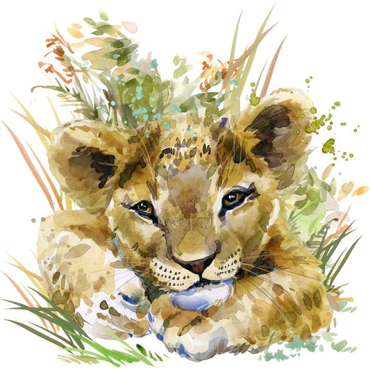 Lion cub in the grass