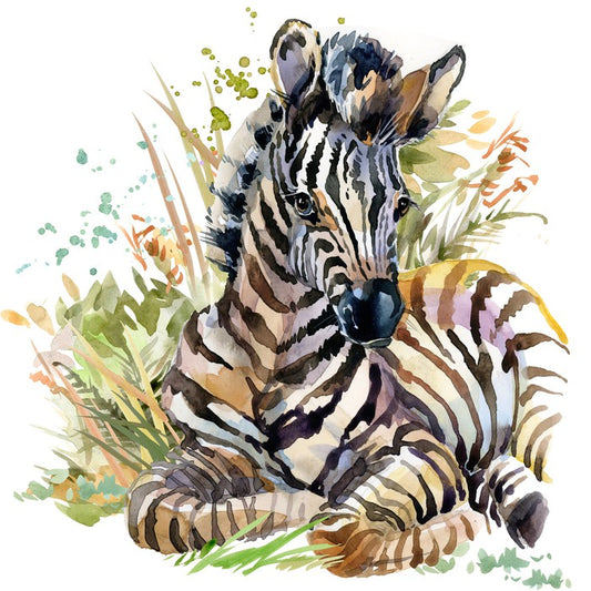 Zebra foal in the grass